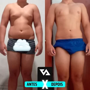 Antes e depois de emagrecimento de aluno do Valter Acetto: barriga reduzida