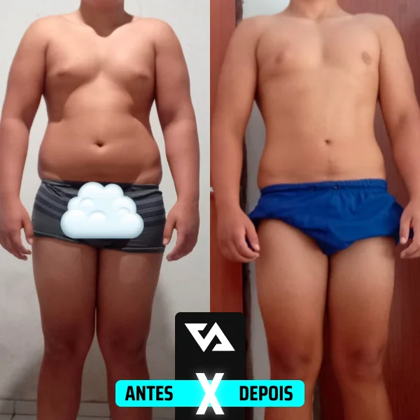 Antes e depois de aluno da consultoria de treino e dieta do Valter Acetto