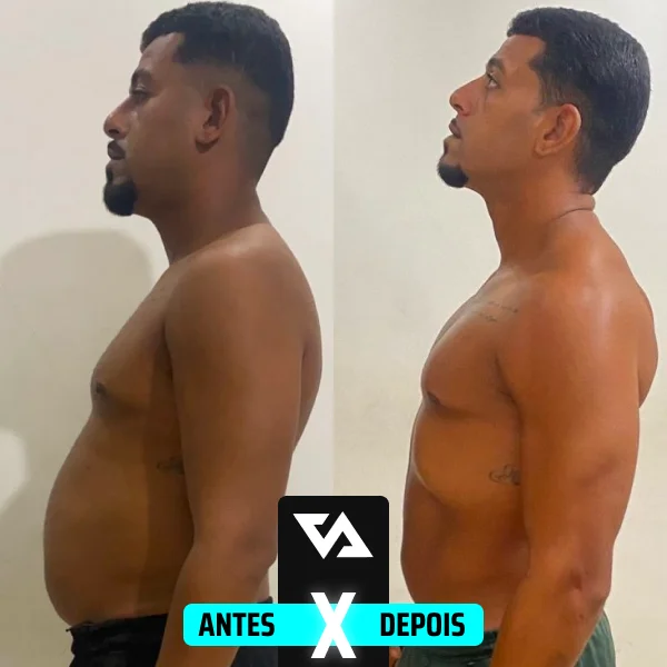 Transformação corporal de aluno acompanhado pela ValTeam Fitness