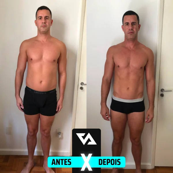 Resultado de recomposição corporal de aluno do Valter Acetto