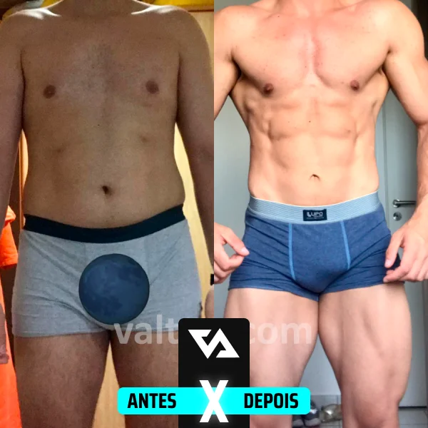 Resultado de recomposição corporal de aluno do Valter Acetto