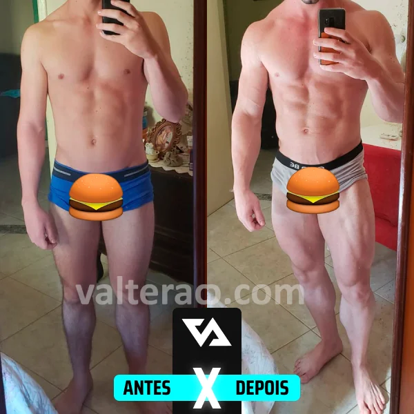 Evolução de shape de aluno da consultoria online de treino e dieta