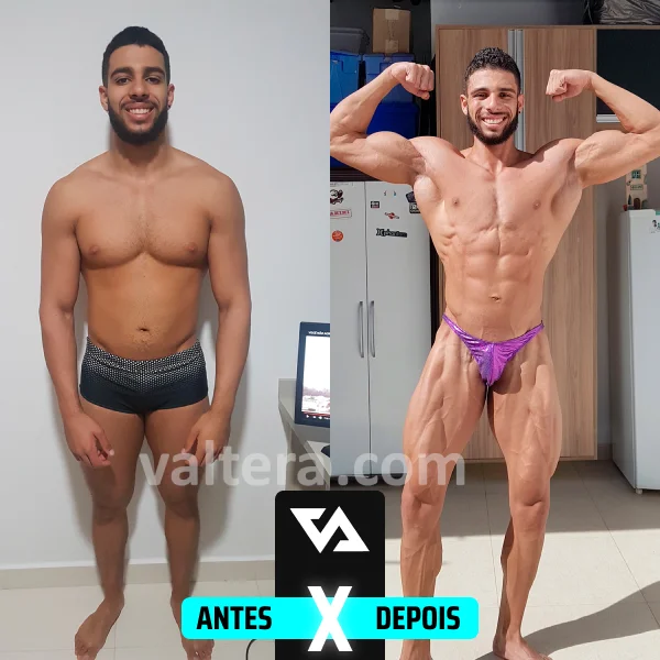 Antes e depois de aluno com treino e dieta individualizados