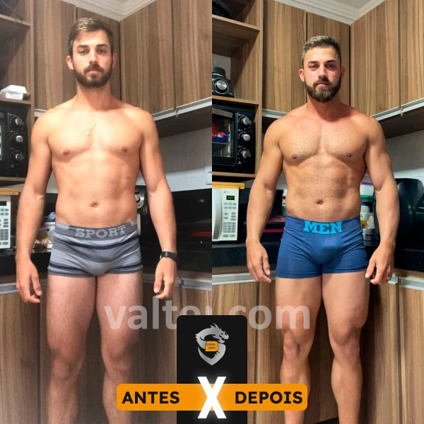 Antes e depois de aluno com treino e dieta individualizados