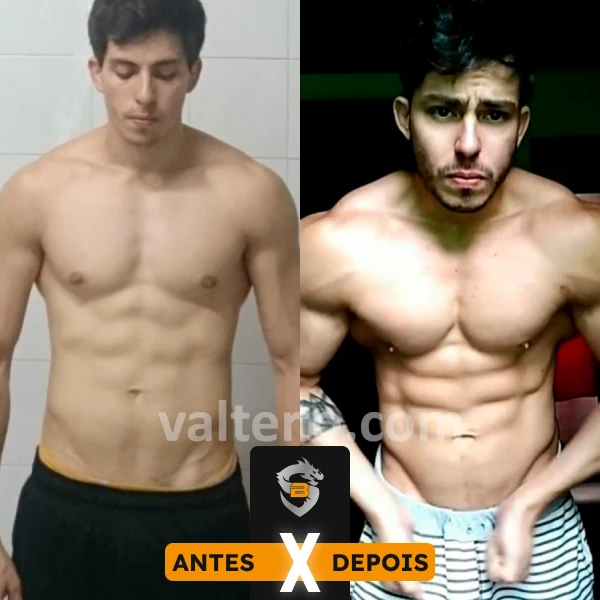 Antes e depois de aluno da consultoria de treino e dieta do Valter Acetto