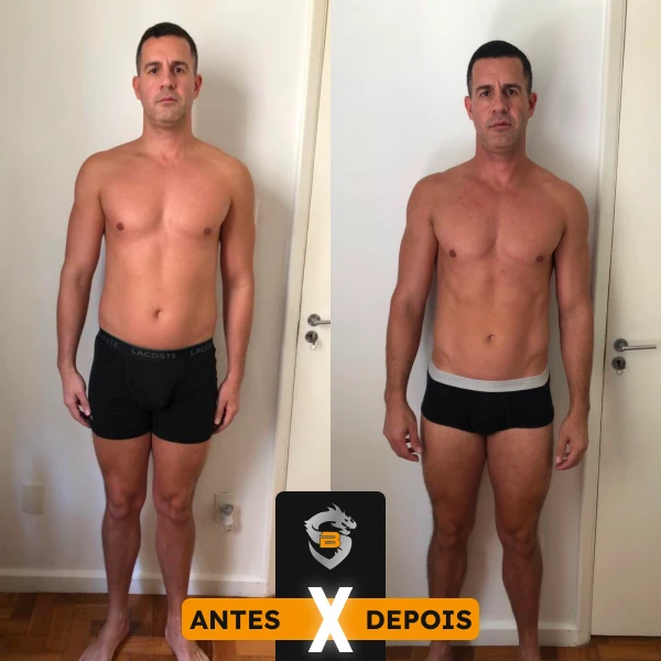 Antes e depois de aluno com treino e dieta individualizados