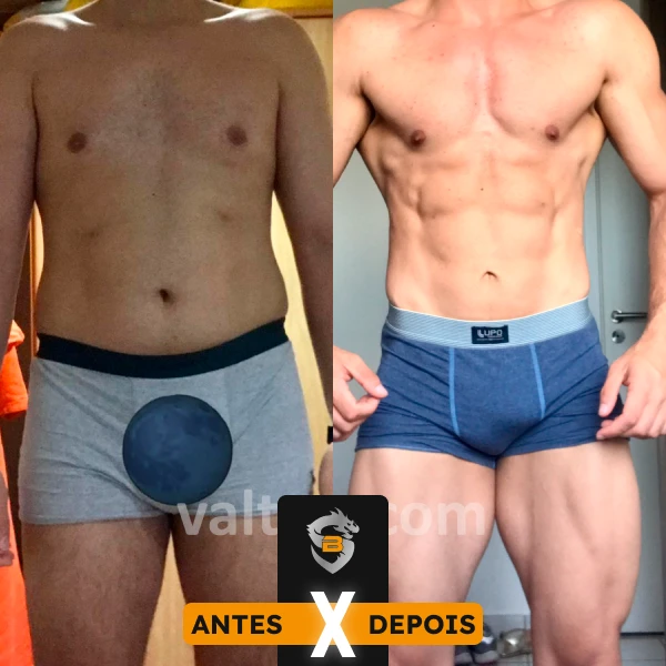 Transformação corporal de aluno acompanhado pela ValTeam Fitness