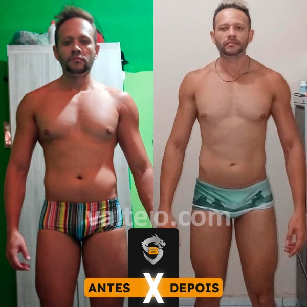 Antes e depois de aluno com treino e dieta individualizados