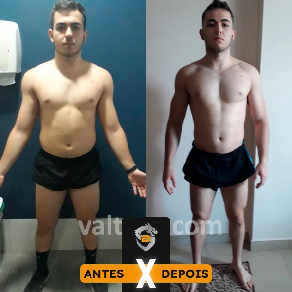 Transformação corporal de aluno acompanhado pela ValTeam Fitness